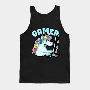 Unicorn Gamer Funny gamming Tank Top